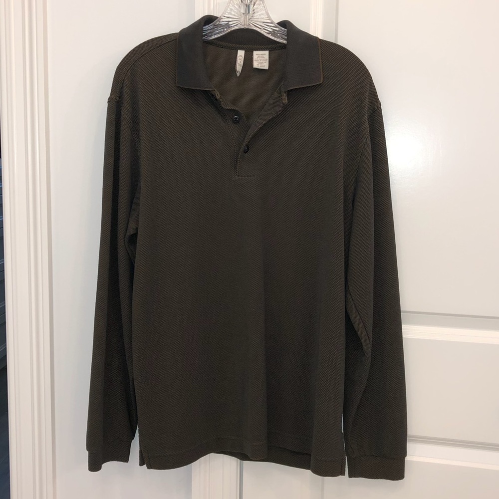 Axis Men’s Long Sleeve Polo Shirt Small Brown Green